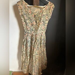 Vintage 50s/60s Floral Organza Midi Party Dress Size XS/S